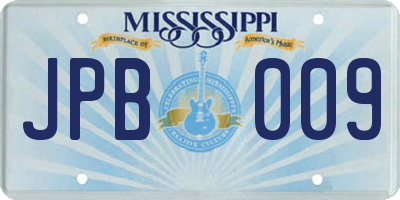 MS license plate JPB009