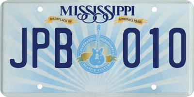MS license plate JPB010