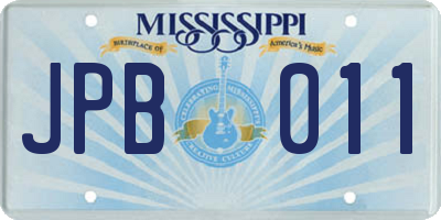 MS license plate JPB011