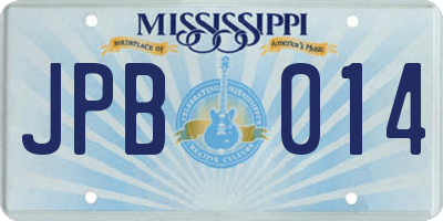 MS license plate JPB014