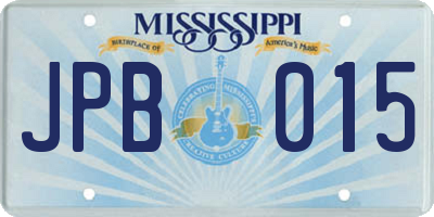 MS license plate JPB015