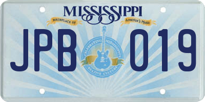 MS license plate JPB019
