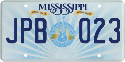 MS license plate JPB023