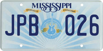 MS license plate JPB026
