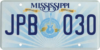 MS license plate JPB030