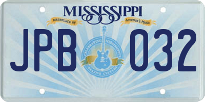 MS license plate JPB032