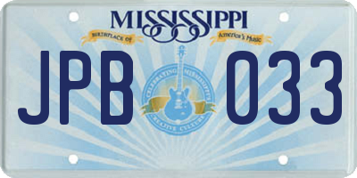 MS license plate JPB033