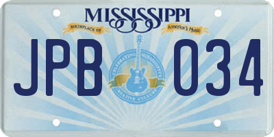 MS license plate JPB034