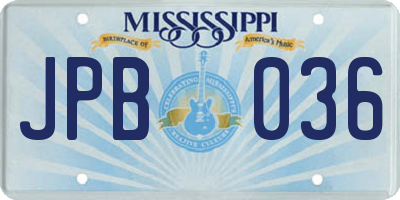 MS license plate JPB036