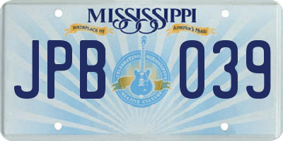 MS license plate JPB039