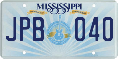 MS license plate JPB040