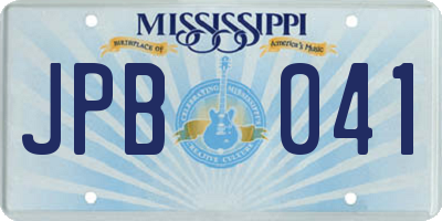 MS license plate JPB041
