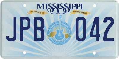 MS license plate JPB042