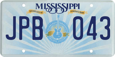 MS license plate JPB043