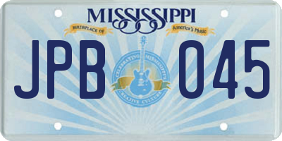 MS license plate JPB045