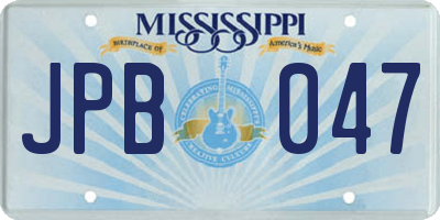 MS license plate JPB047