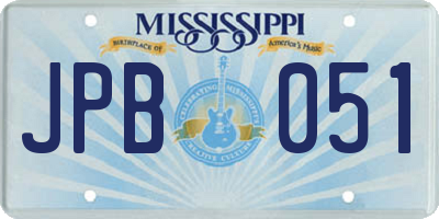 MS license plate JPB051