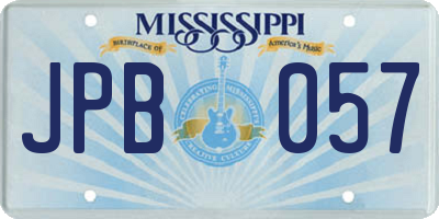 MS license plate JPB057