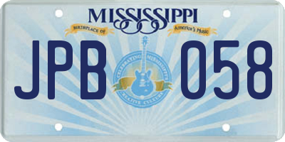 MS license plate JPB058