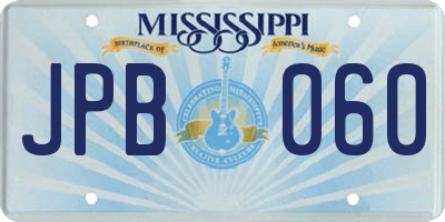 MS license plate JPB060