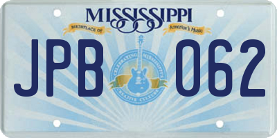 MS license plate JPB062