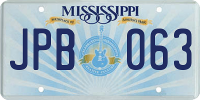 MS license plate JPB063
