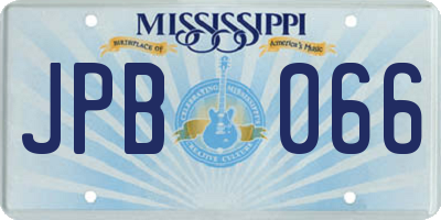 MS license plate JPB066