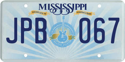 MS license plate JPB067