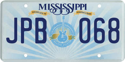 MS license plate JPB068