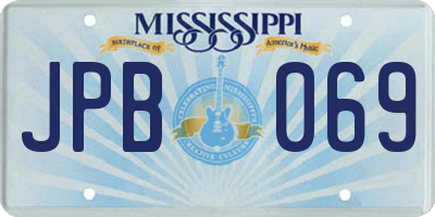 MS license plate JPB069