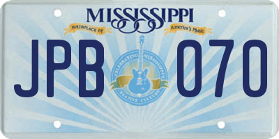 MS license plate JPB070