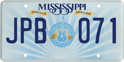 MS license plate JPB071