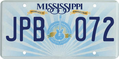 MS license plate JPB072