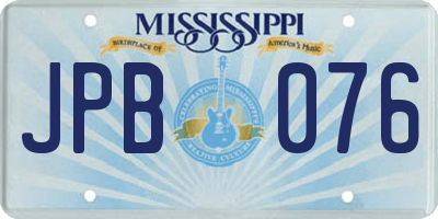 MS license plate JPB076