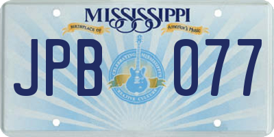 MS license plate JPB077