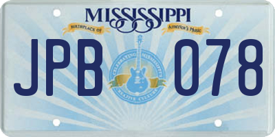 MS license plate JPB078