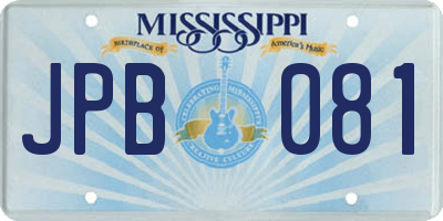MS license plate JPB081