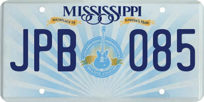 MS license plate JPB085