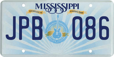 MS license plate JPB086