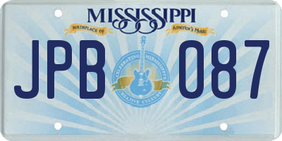 MS license plate JPB087