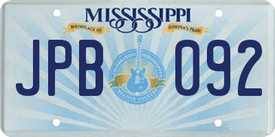 MS license plate JPB092