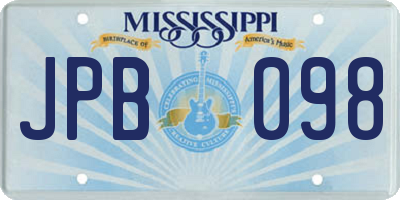 MS license plate JPB098