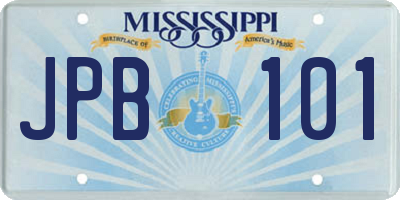 MS license plate JPB101
