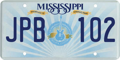 MS license plate JPB102