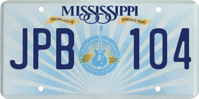 MS license plate JPB104