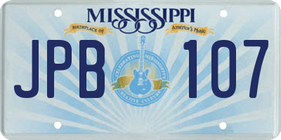 MS license plate JPB107