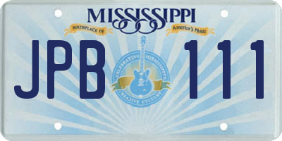 MS license plate JPB111