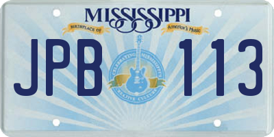 MS license plate JPB113