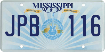 MS license plate JPB116