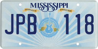 MS license plate JPB118